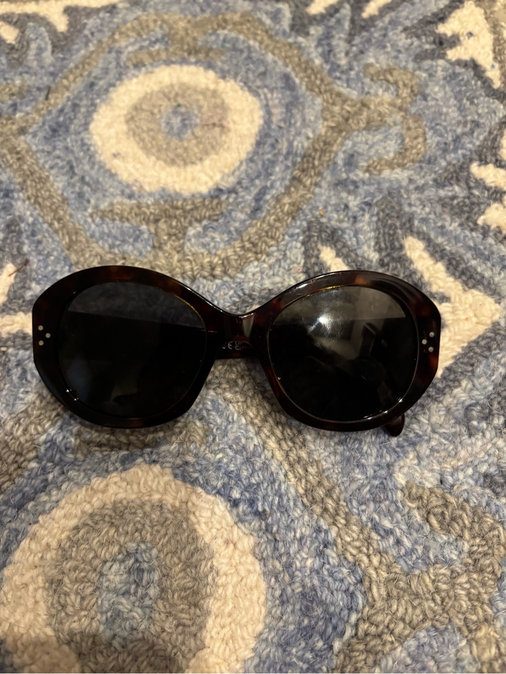 Celine Oversized Tortoiseshell Sunglasses - Black Lenses